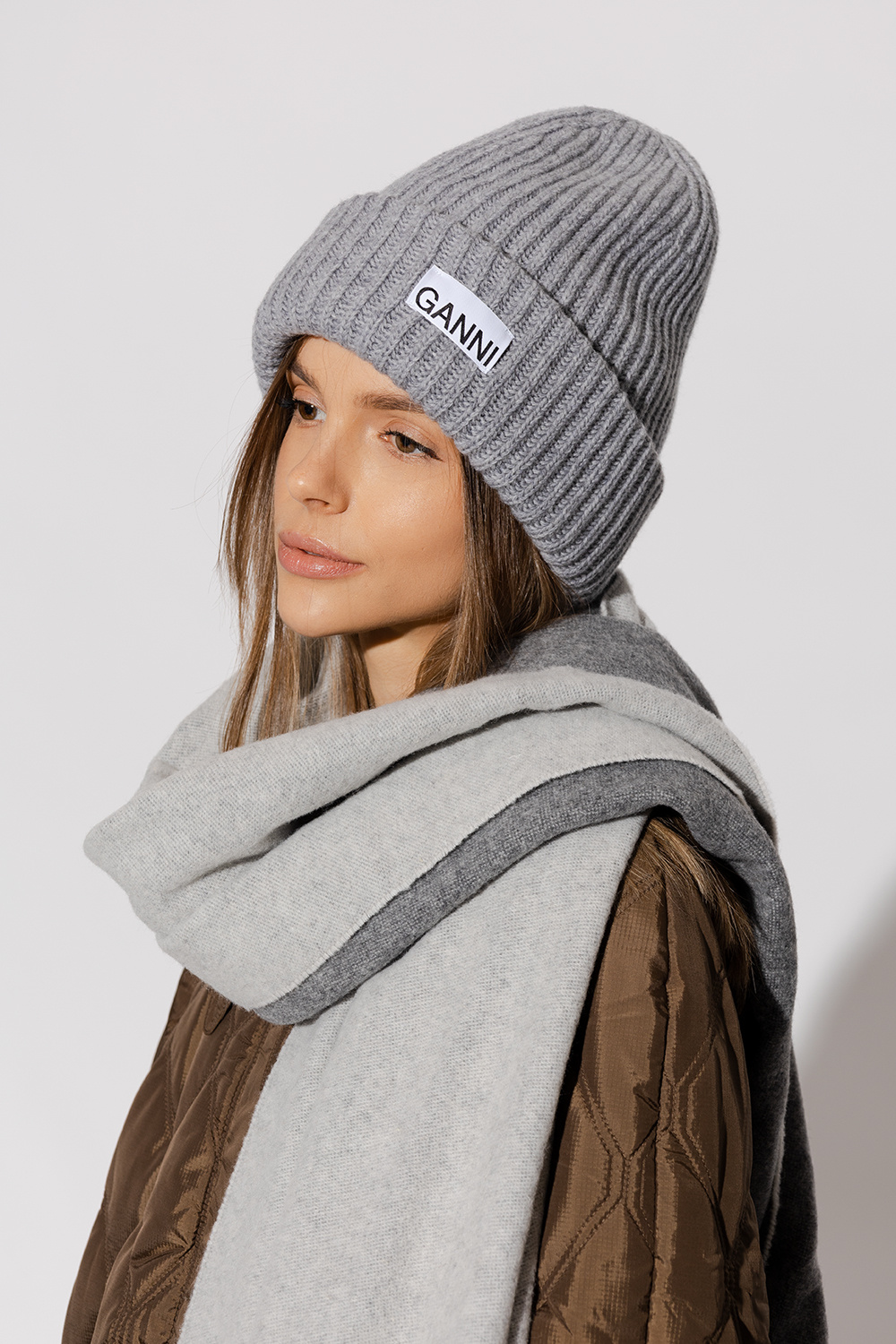 ganni❤︎beanie Ganni Logo Patch Ribbed Knit Hat – On Sale Now with Up to 15
